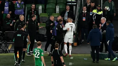 رونالدو يُطرد من مباراة البرتغال وأيرلندا